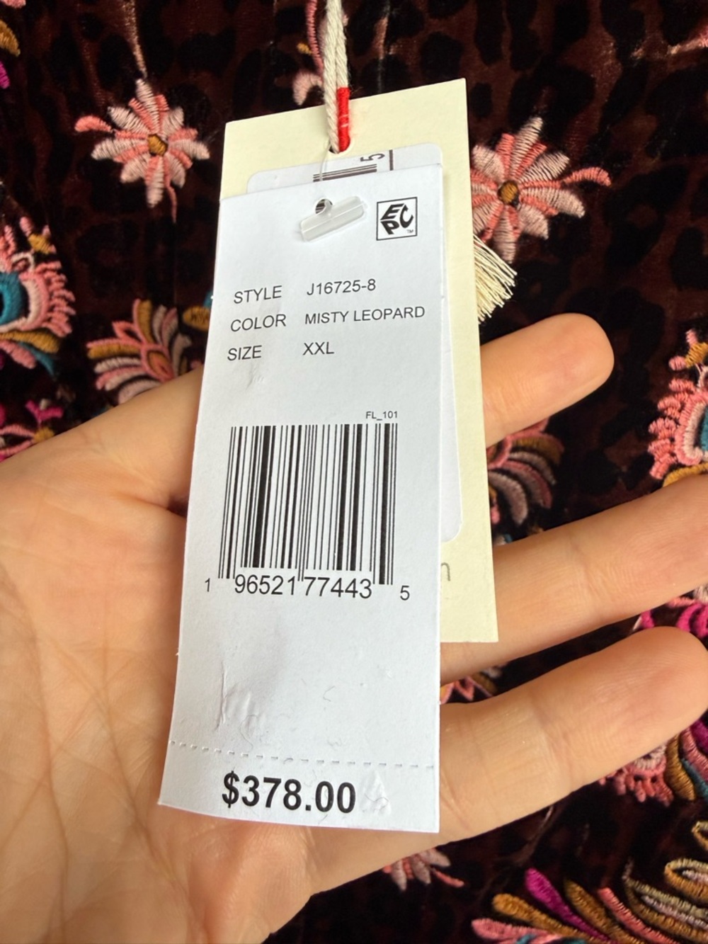 Johnny Was XXL Brandi Embroidered Kimono Sleeve Shirt Misty Leopard Velvet NWT - Picture 4 of 6